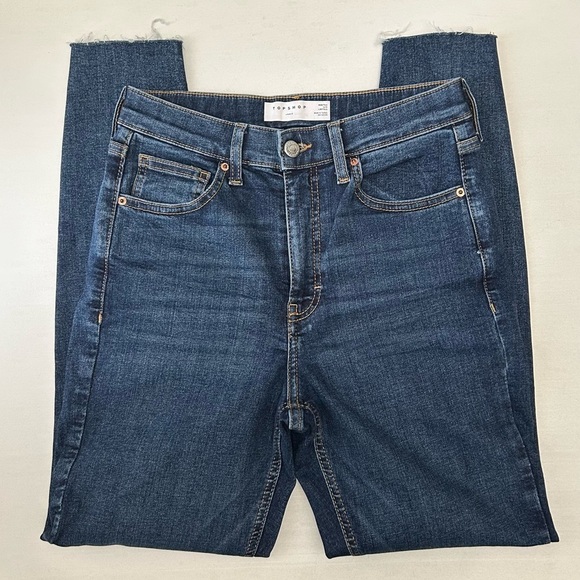 Topshop Jamie Skinny Jeans High Rise Ankle Length Raw Hem Dark Wash Size 26 - Picture 15 of 15